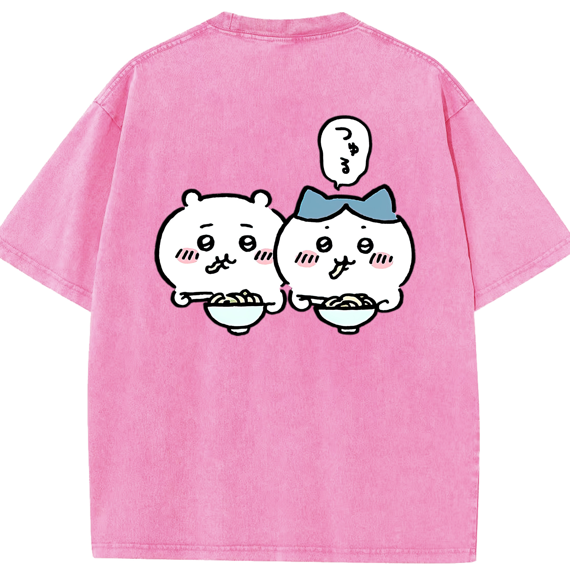 （画像用） ちいかわ ハチワレ Chii-kawa hachiware 綿100% ヴィンテージ風 半袖Tシャツ（背面プリント）